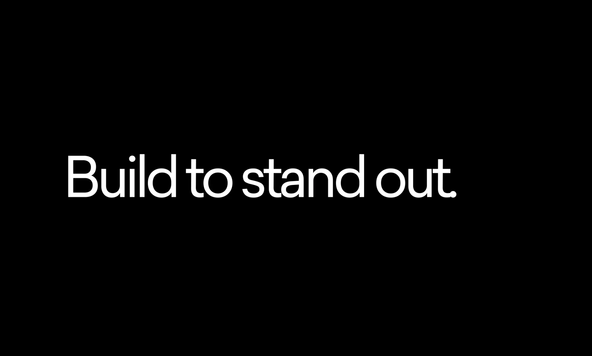 A scene from the Cleevio teaser: the claim with the full stop, white type on black