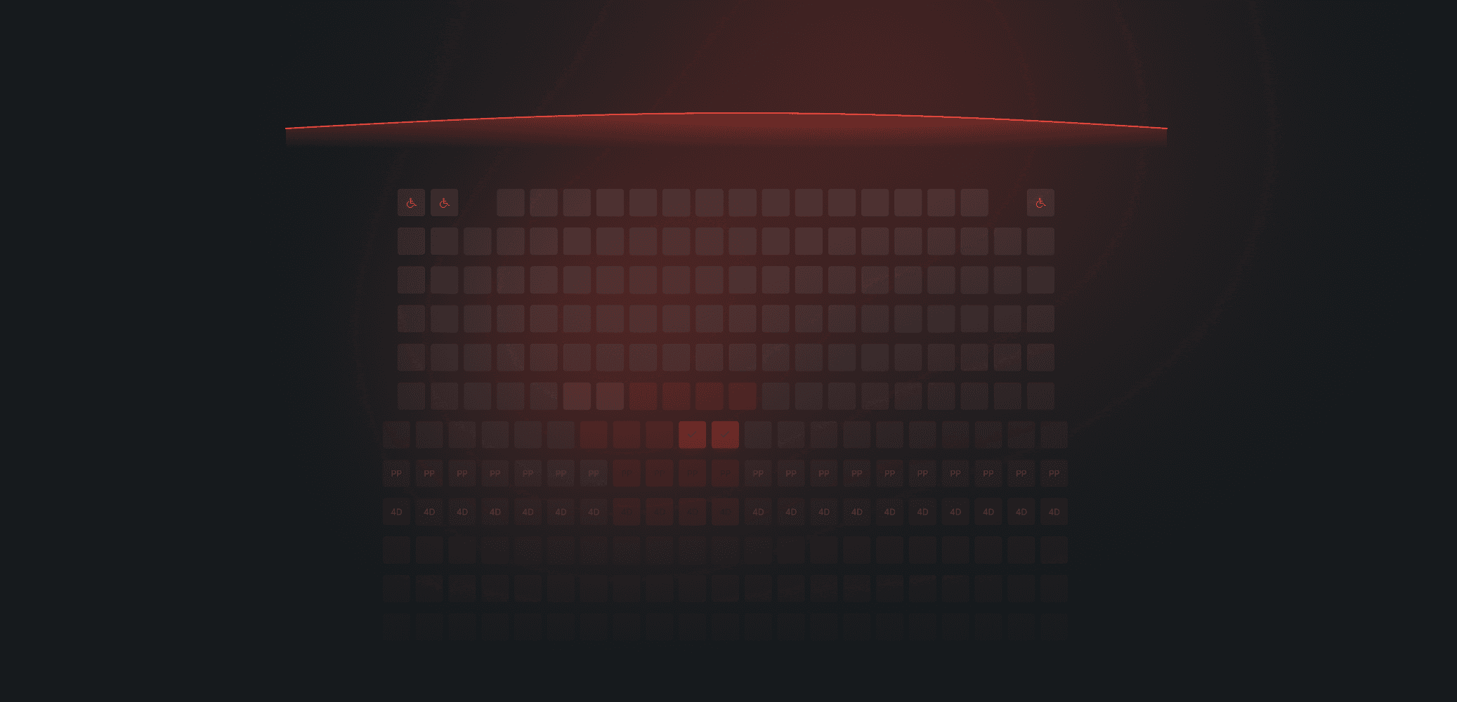 A Cinemax box-office screen showing the seating plan for a screening